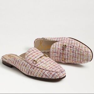 Sam Edelman Pink and Gold Mules with Open Heel